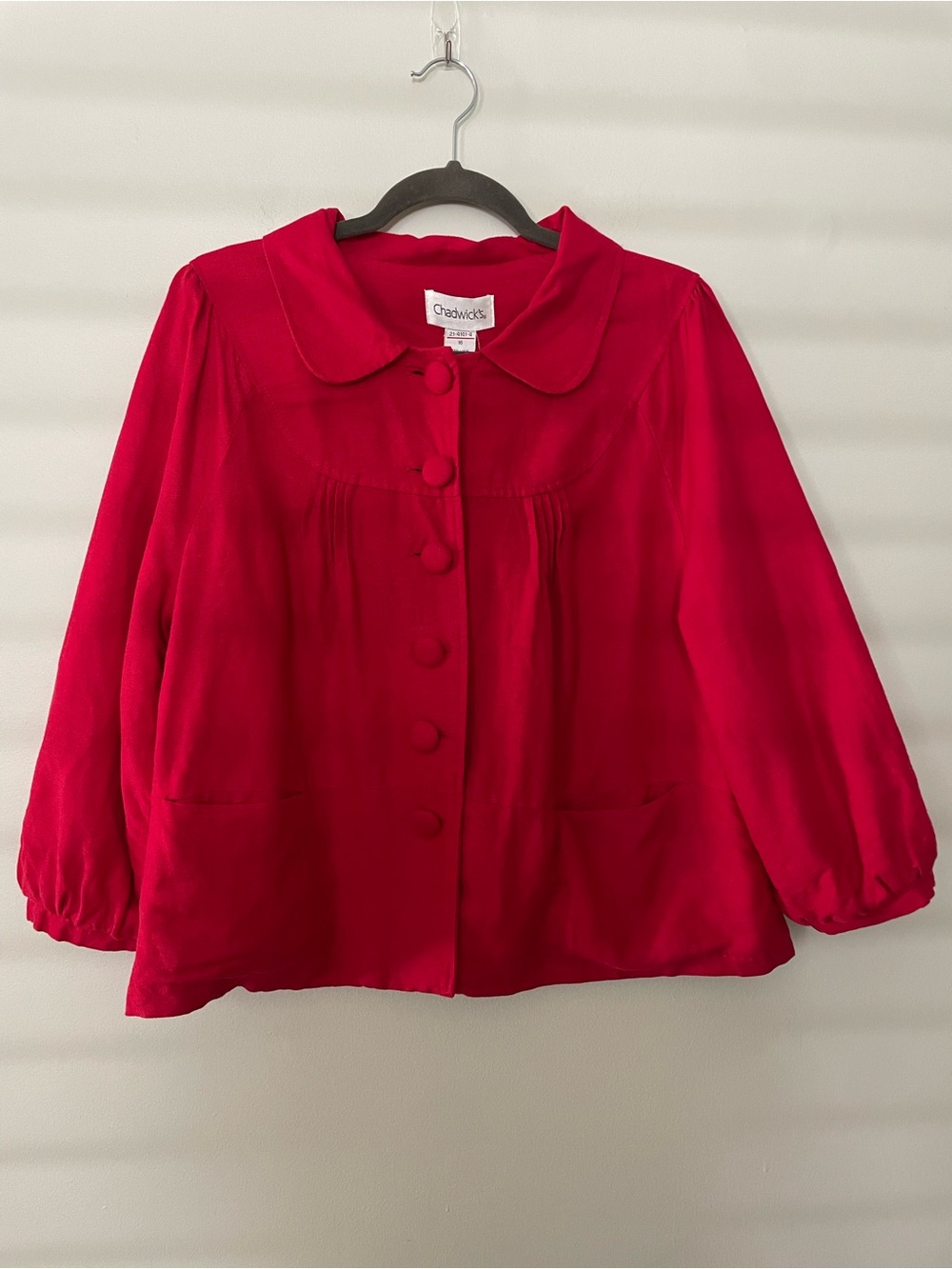 Chadwicks Bright Red Button-Front Feminine Jacket